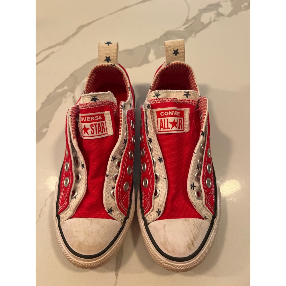 Converse All Star Kids Red Star Stripe Slip On Sneakers 667799F Size 12